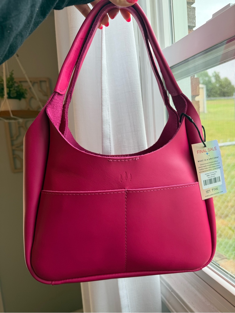 NWT Portland Leather Goods Hot Pink Madison Shoulder Bag UNICORN color